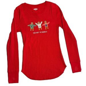 Old Navy GIRLS SMALL Too Hot to Handle Gingerbread Cookie Red Thermal QK Ship